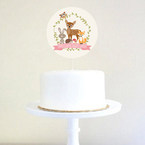 Woodland Baby Shower Cake Topper For a Girl