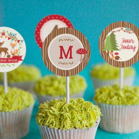 Woodland Enchanted Forest Party Cupcake Toppers