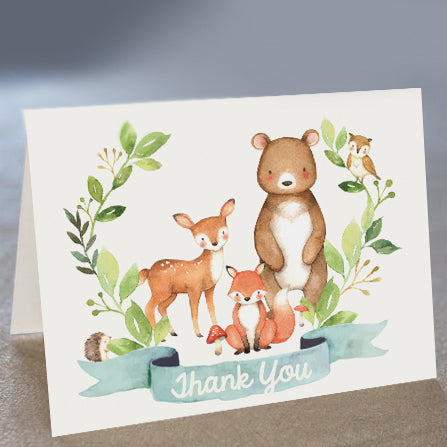 Woodland Baby Shower Thank You Card