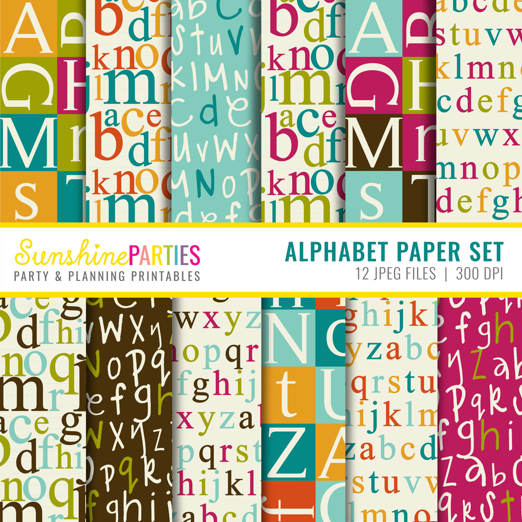 Alphabet Digital Paper Set | Digital Paper Bundle | 12 Designs ...