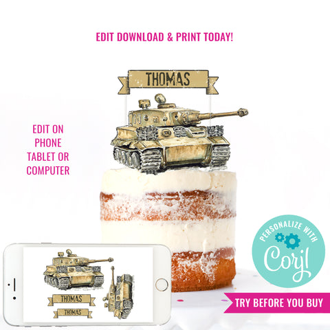 Army Tank Birthday Party Cake | Vintage Army Birthday Cake
