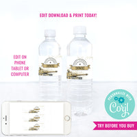 Army Tank Birthday Party Water Bottle Labels 