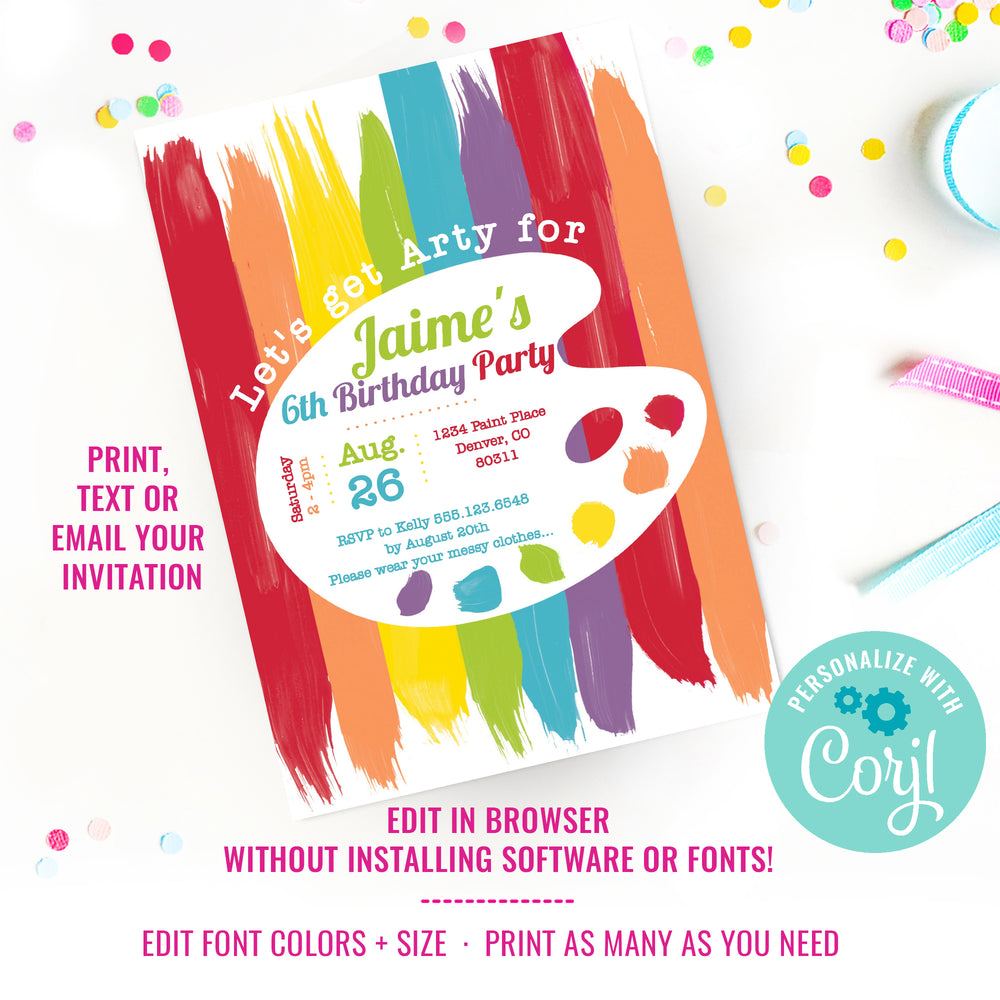 Editable Art Party Favor Tags for Boys and Girls Paint Birthday Party  Printable Favor Tag Template, Colorful Paint Party Decorations, Gift 
