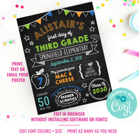 Back to School Chalkboard Poster | DIY Boys First Day School Poster