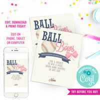 Ball or Bows Gender Reveal Party | Diaper Raffle Card