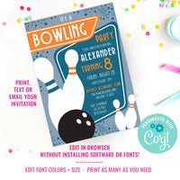 Bowling Party Invitation - Tenpin Bowling Party