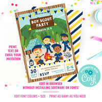 Boy Scout Party Invitation | Cub Scouts Birthday Party