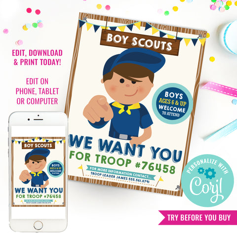 Boy Scouts Recruitment Flyer Printable | We Want You Scouts Recruitment Poster