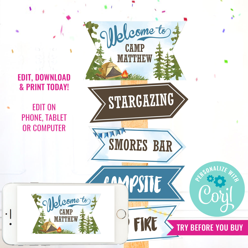 Camping Party Watercolor Directional Signs | Welcome Sign | Camping Pa – Sunshine Parties camping-party-watercolor-directional-signs-welcome-sign-camping-pa-sunshine-parties