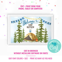 Camping Party Watercolor Welcome Signs