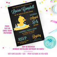 Rubber Duck Baby Shower Invitation For A Girl or Boy