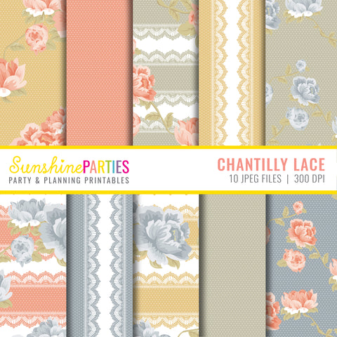 Chantilly Lace Digital Papers Set