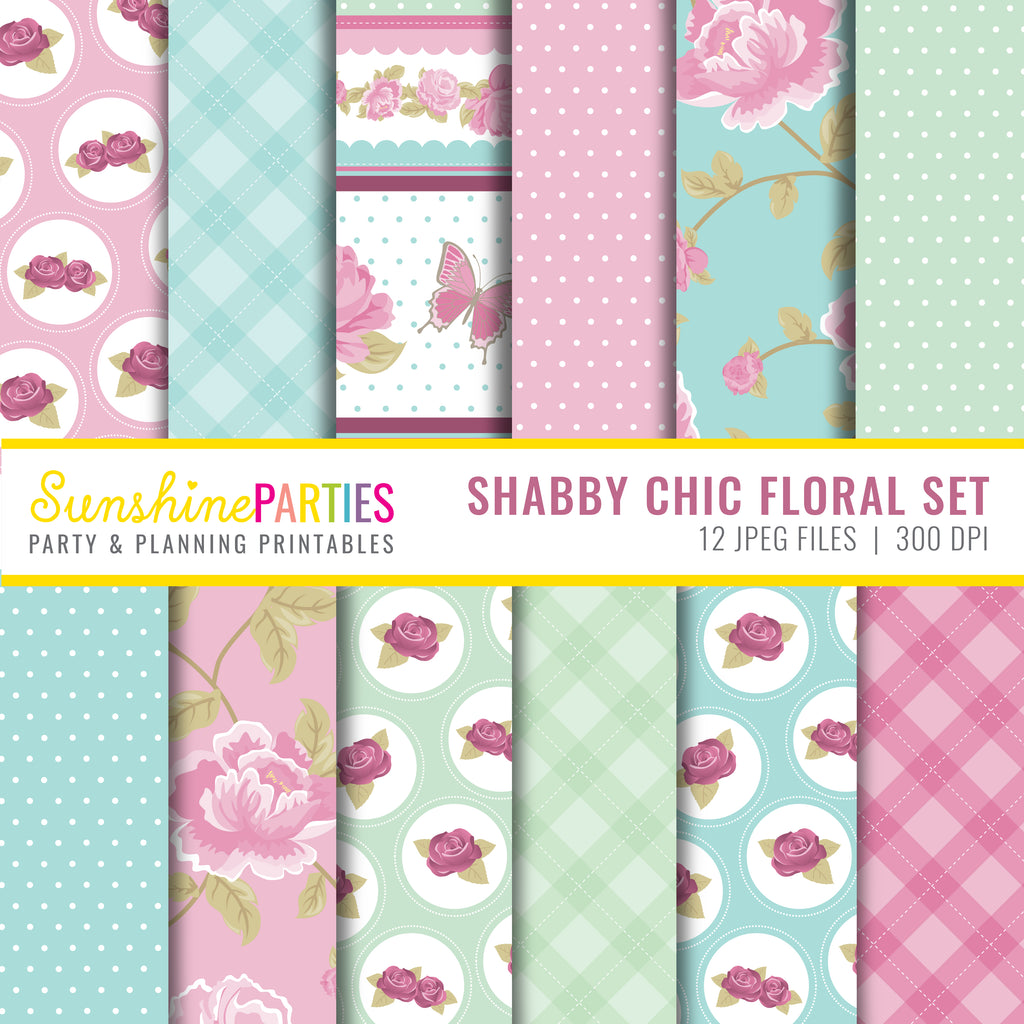 Vintage, chic and shabby digital paper set 