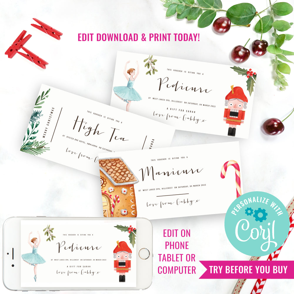 christmas voucher gift card christmas coupon gift template | printable coupon voucher