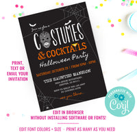 Costumes And Cocktails Halloween Party Invitation