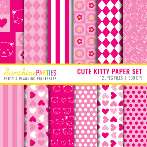 Cute Kitty Digital Paper Designs