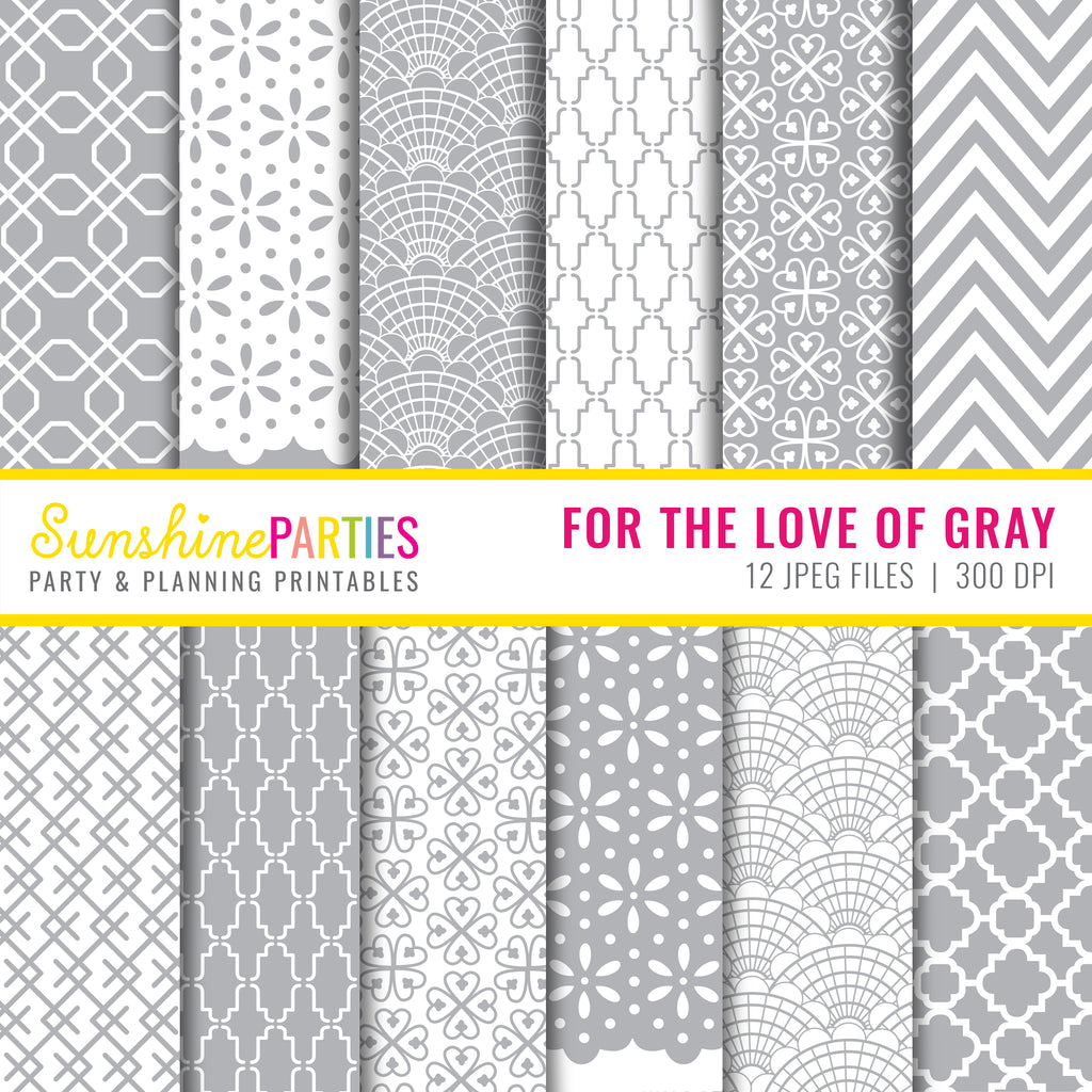 Grey and White Digital Paper Set