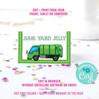 Garbage Truck Party Food Label Tent Cards | Garbage Truck Buffet Cards, Food Signs