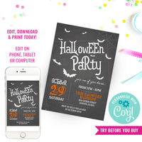 Chalkboard Halloween Party Invitation