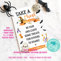 Halloween Treat or Treat Candy Sign | Kids Halloween Candy Sign 11x17