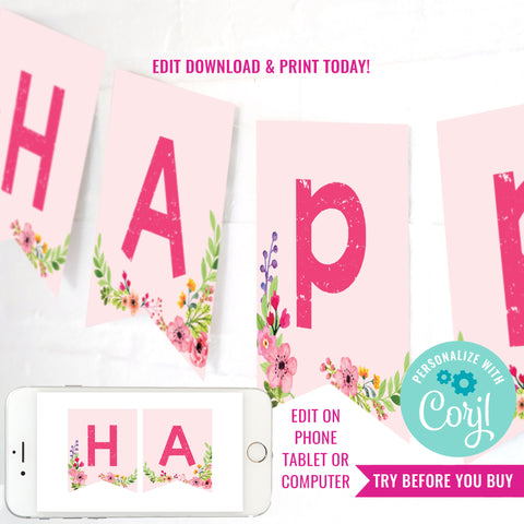 Horse Birthday Party Banner | Pink Pony Party Birthday Banner