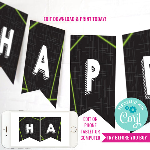Laser Tag Birthday Party Banner | Lazer Tag Happy Birthday Banner