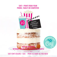 Girl Movie Night Party Cake Topper 