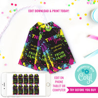 Neon Glow Party Favor Tags | Neon Tween Party Favors