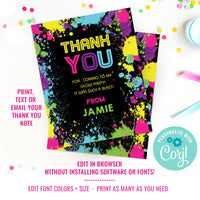 Let's Glow Neon Party Thank You Card