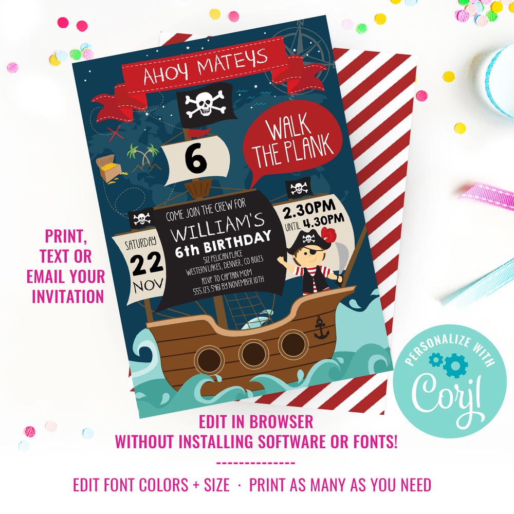 Free Printable Pirate Party Invitations