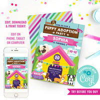 Puppy Adoption Party Invitation for Girls | Pet Party