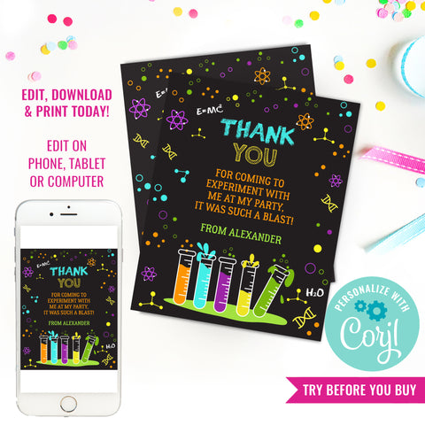 Science Birthday Party Thank-You Card | Thank-You Card