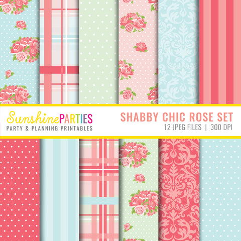 Shabby Chic Rose Digital Paper Set