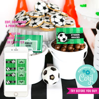 Soccer Party Food Labels | Soccer Party Tent Cards | Printable Soccer Party Labels