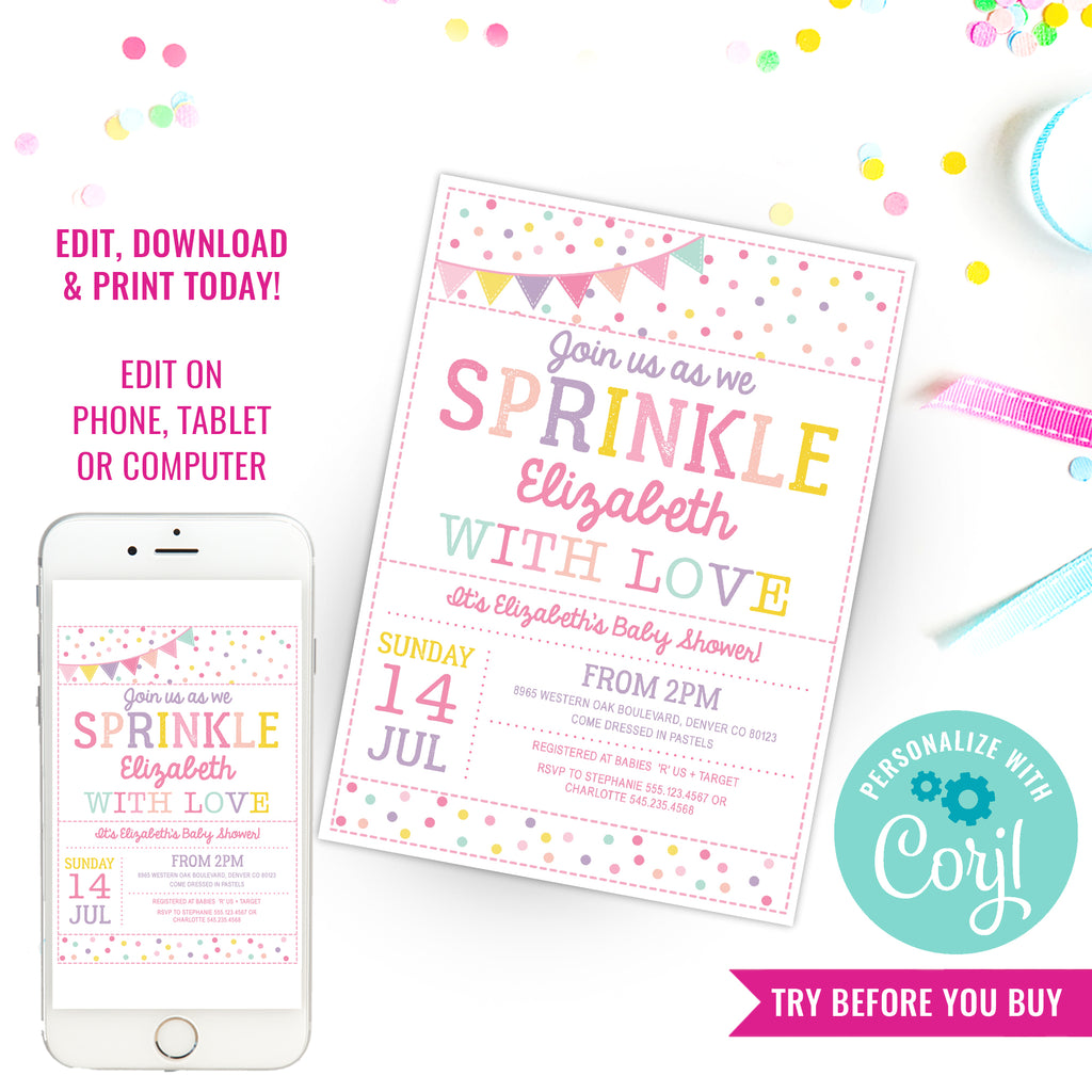 Baby Sprinkle Printable Invitations