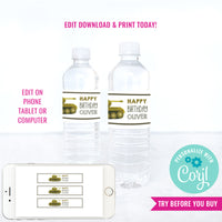 Army Tank Birthday Party Water Bottle Labels