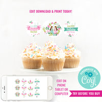 Twin-cess Birthday Party Cupcake Toppers | Twin Princess Party Toppers | Combined Girls Party Cupcakes