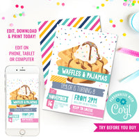 Waffle Party Invitation | Waffles & Pajamas Party | Slumber Party Invitation