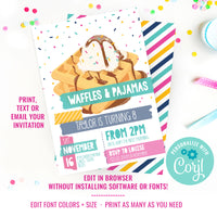 Waffle Party Invitation | Waffles & Pajamas Party | Slumber Party Invitation