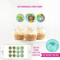 Water Park Party Girls Cupcake Toppers