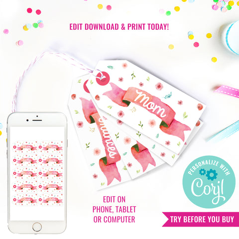 Floral Watercolor Gift Tags | Floral Watercolour Name Tags