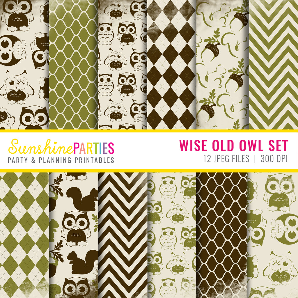 Wise Old Owl Digital Paper Set