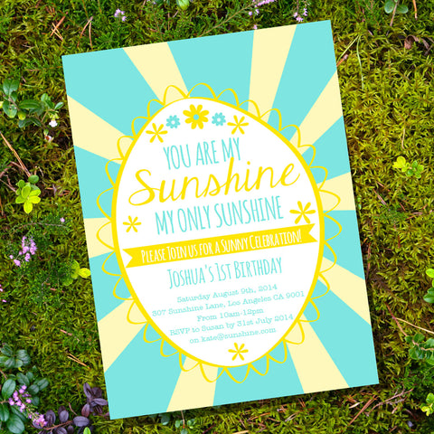 You Are My Sunshine Birthday Party Invitation